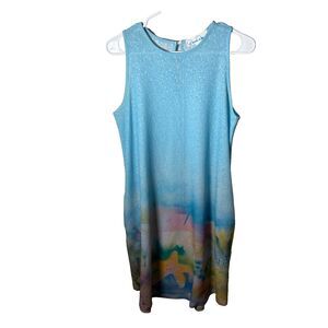 Art & Sol Dress Women's Medium Shift Sleeveless Tank Printed Artsy Beach